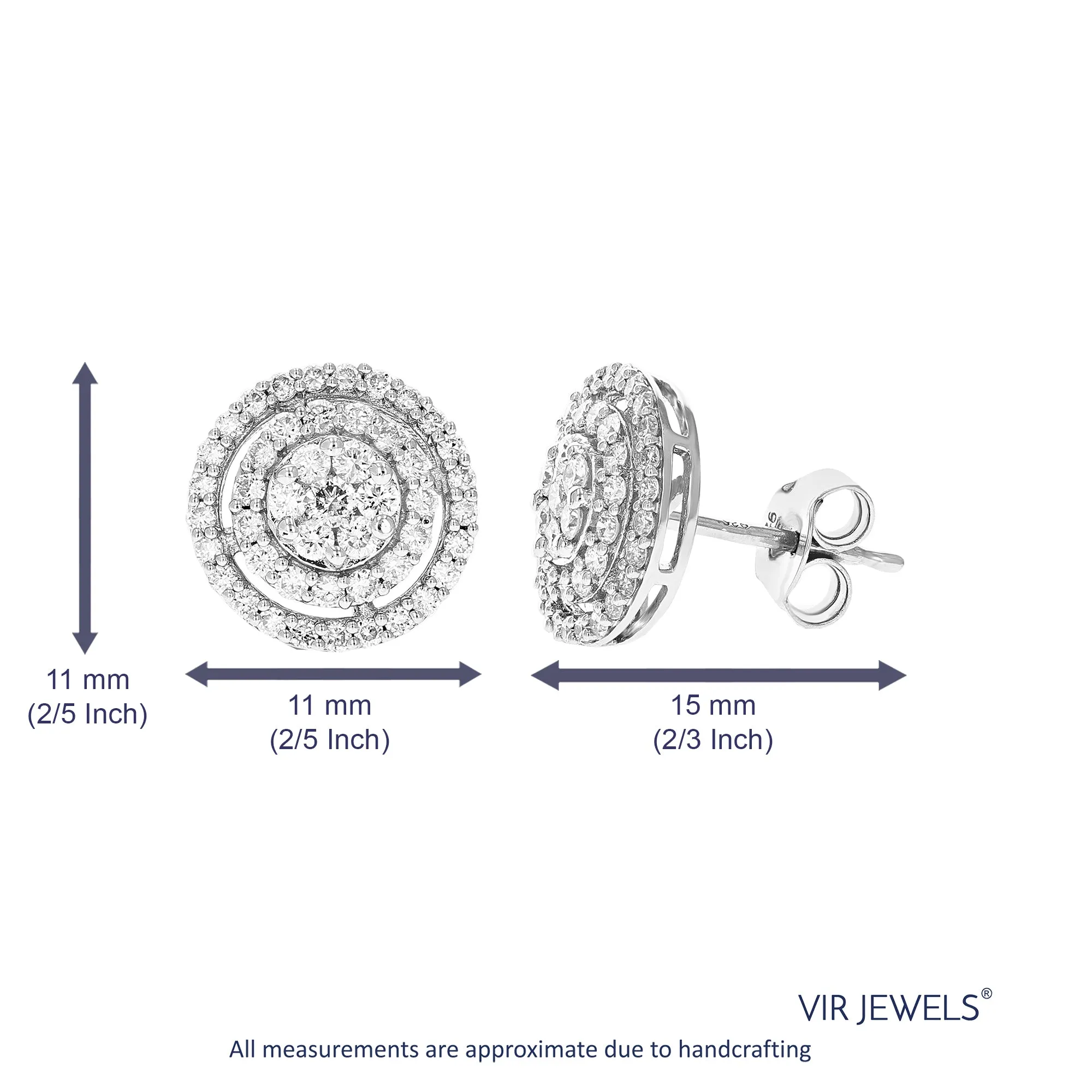 1 cttw Lab Grown Diamond Stud Earrings in Sterling Silver