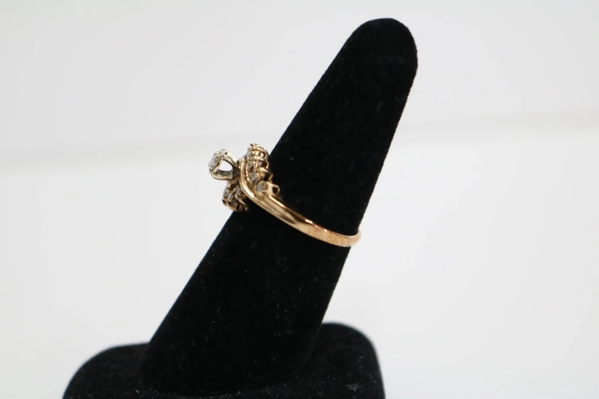 10K Yellow Gold Diamond Bypass Ring (Size 7)