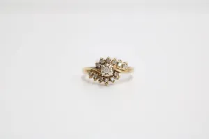 10K Yellow Gold Diamond Bypass Ring (Size 7)