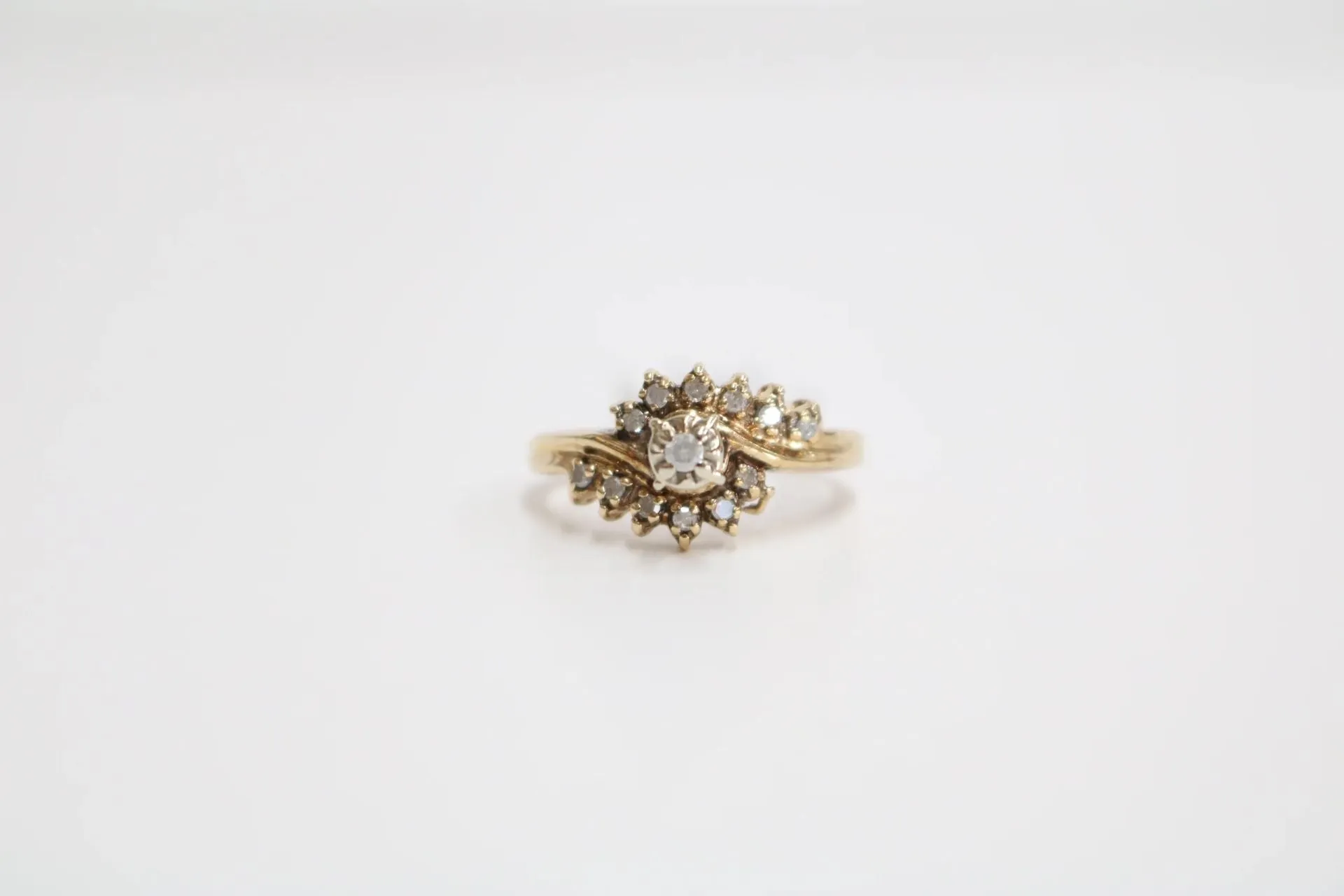 10K Yellow Gold Diamond Bypass Ring (Size 7)