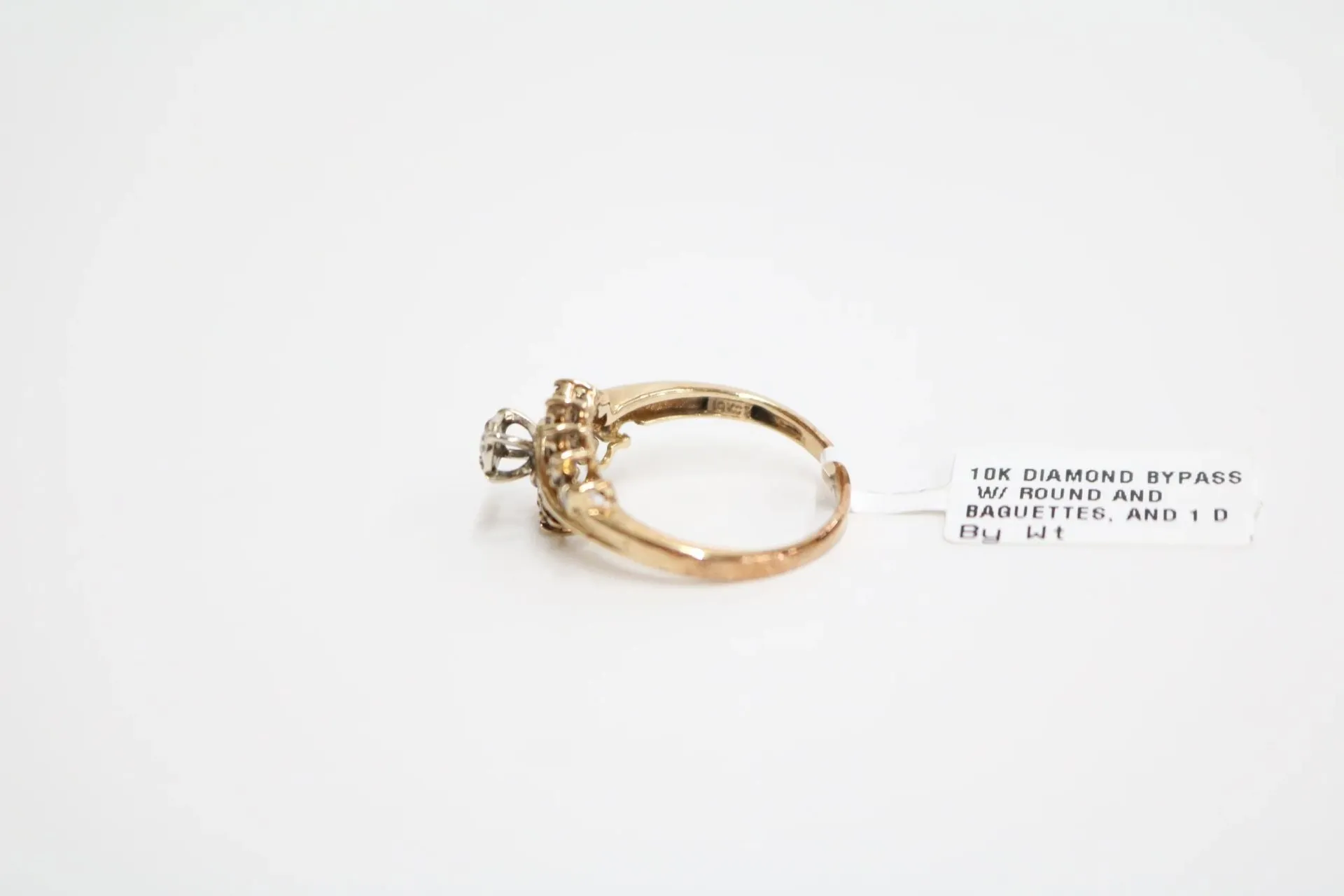 10K Yellow Gold Diamond Bypass Ring (Size 7)