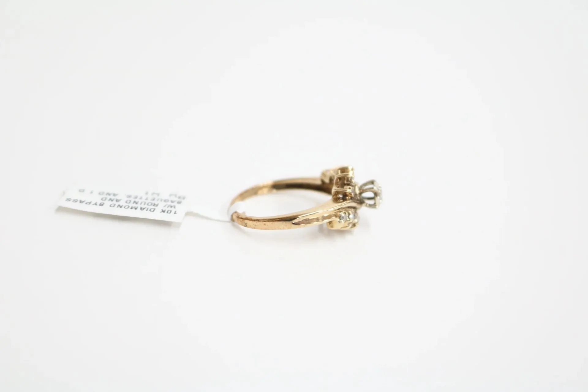 10K Yellow Gold Diamond Bypass Ring (Size 7)