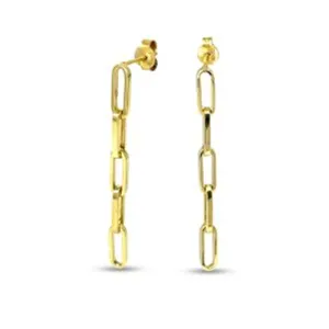 10K Yellow Gold Paperclip Chain Drop Earrings