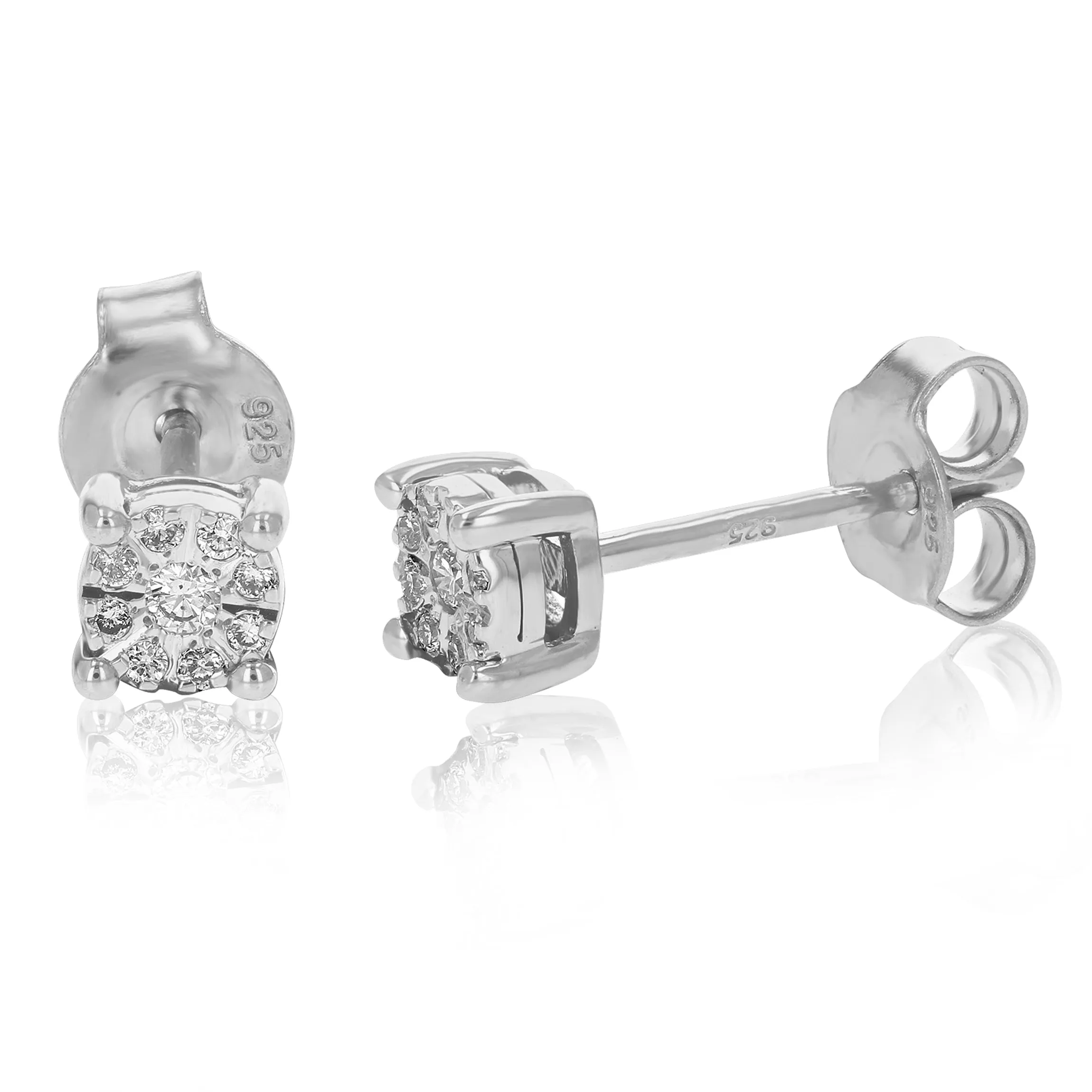 1/10 cttw Composite Diamond Squared Stud Earrings in Sterling Silver