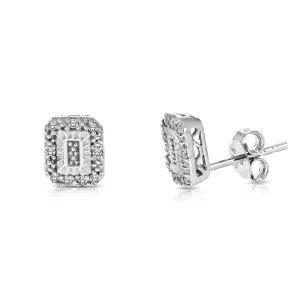 1/10 cttw Diamond Composite Emerald Earrings in .925 Sterling Silver