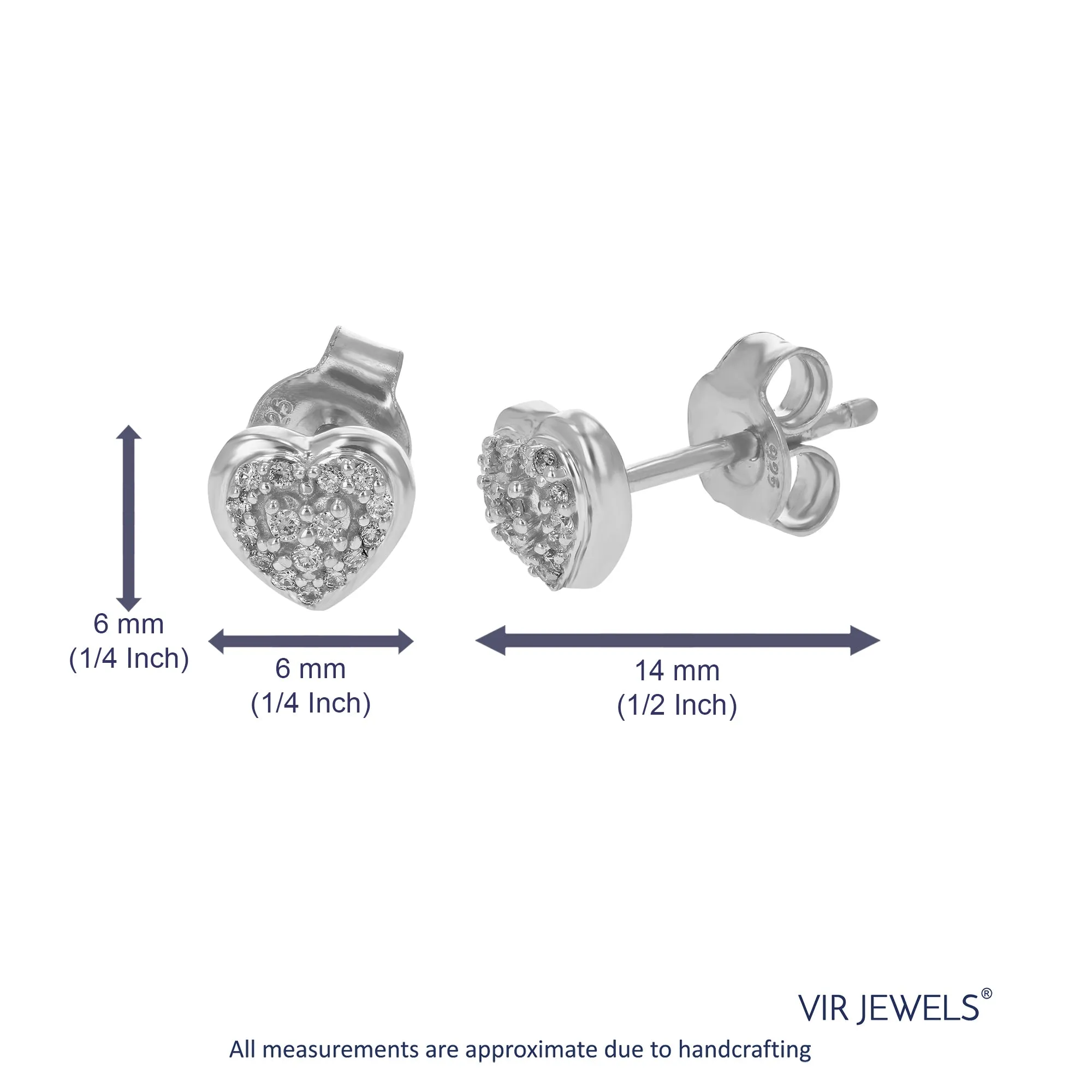 1/10 cttw Heart Lab Grown Diamond Stud Earrings Sterling Silver