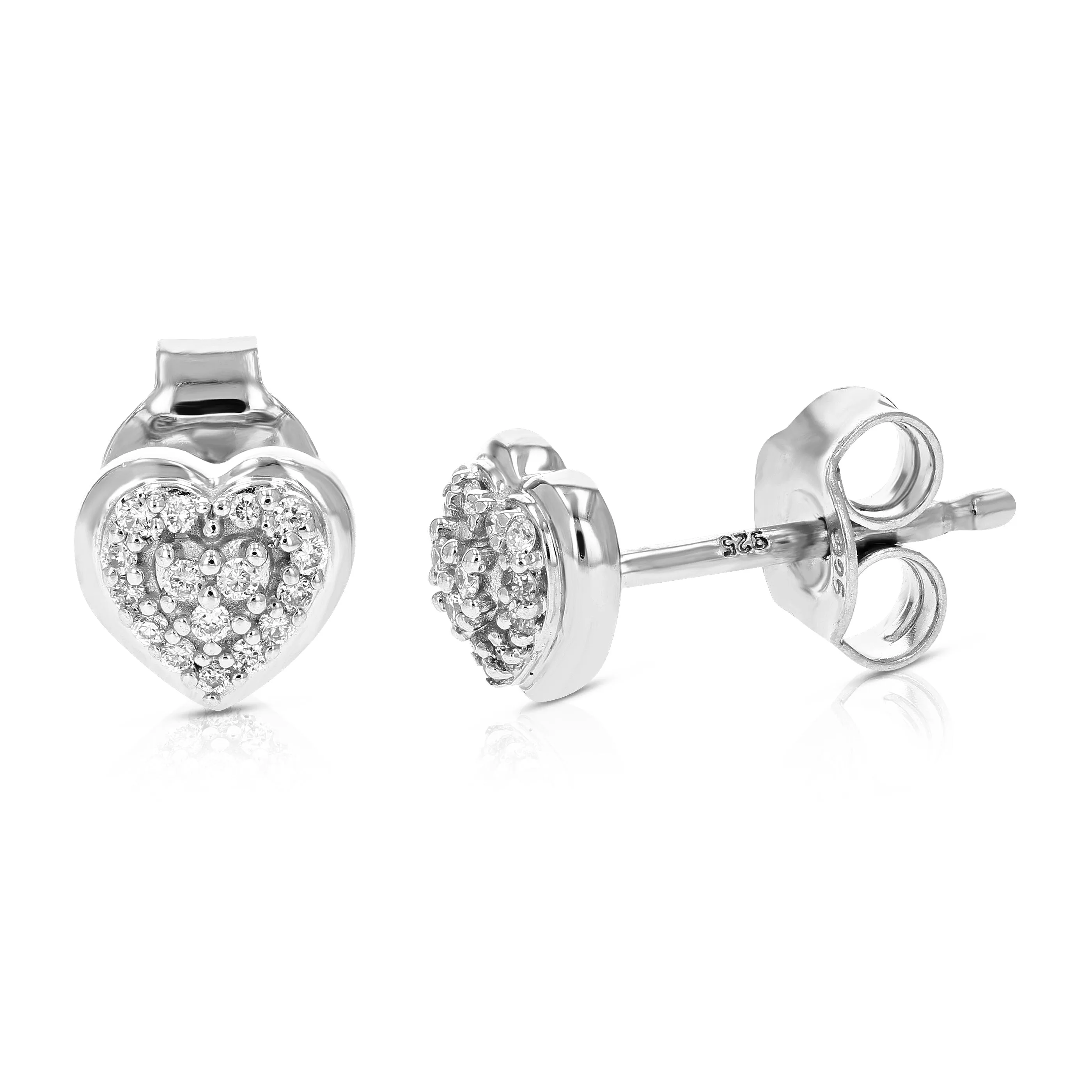 1/10 cttw Heart Lab Grown Diamond Stud Earrings Sterling Silver