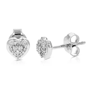 1/10 cttw Heart Lab Grown Diamond Stud Earrings Sterling Silver