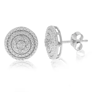 1/10 cttw Lab Grown Diamond Round Stud Earrings Sterling Silver