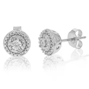 1/10 cttw Lab Grown Diamond Stud Composite Earrings in Silver