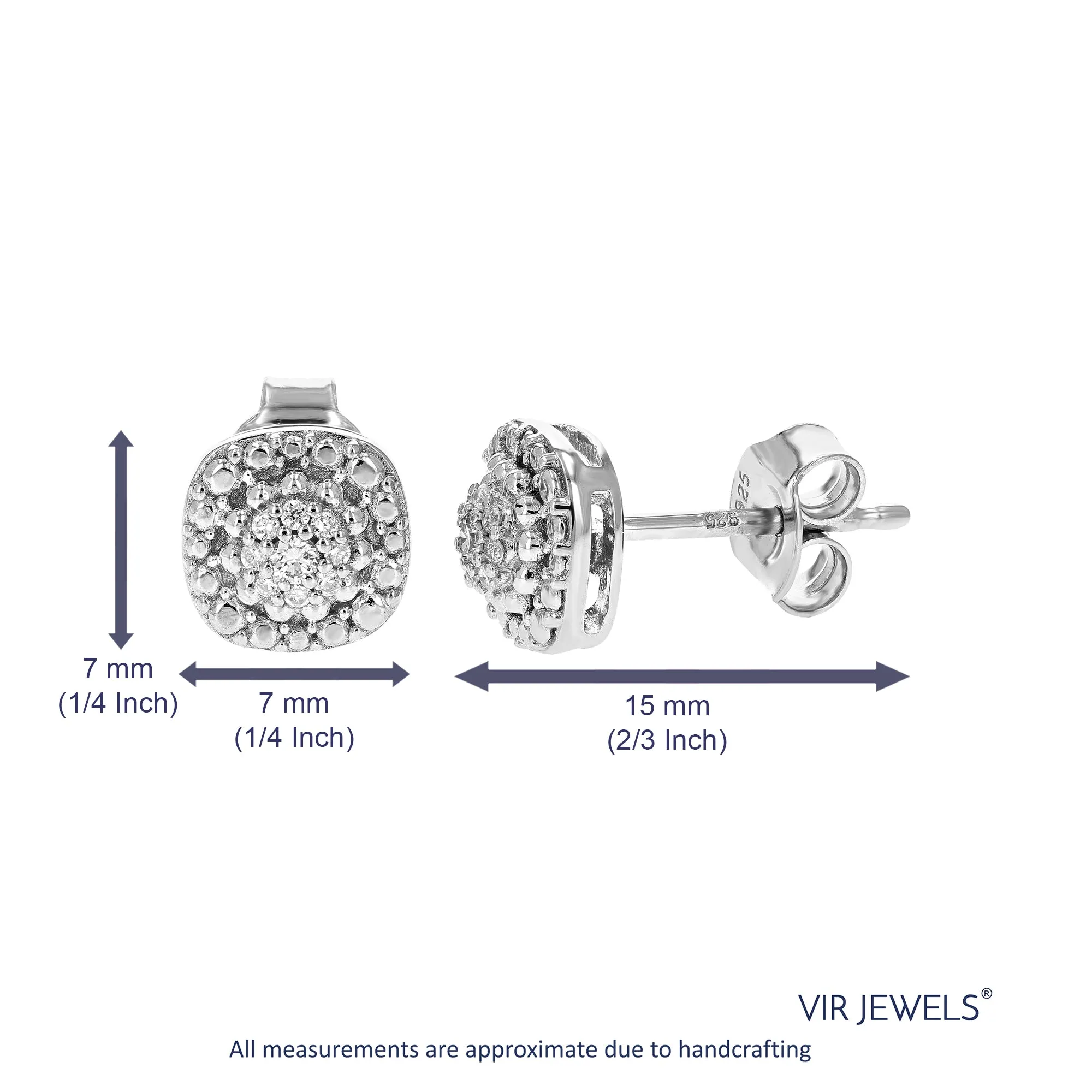 1/10 cttw Round Diamond Stud Earrings in .925 Silver