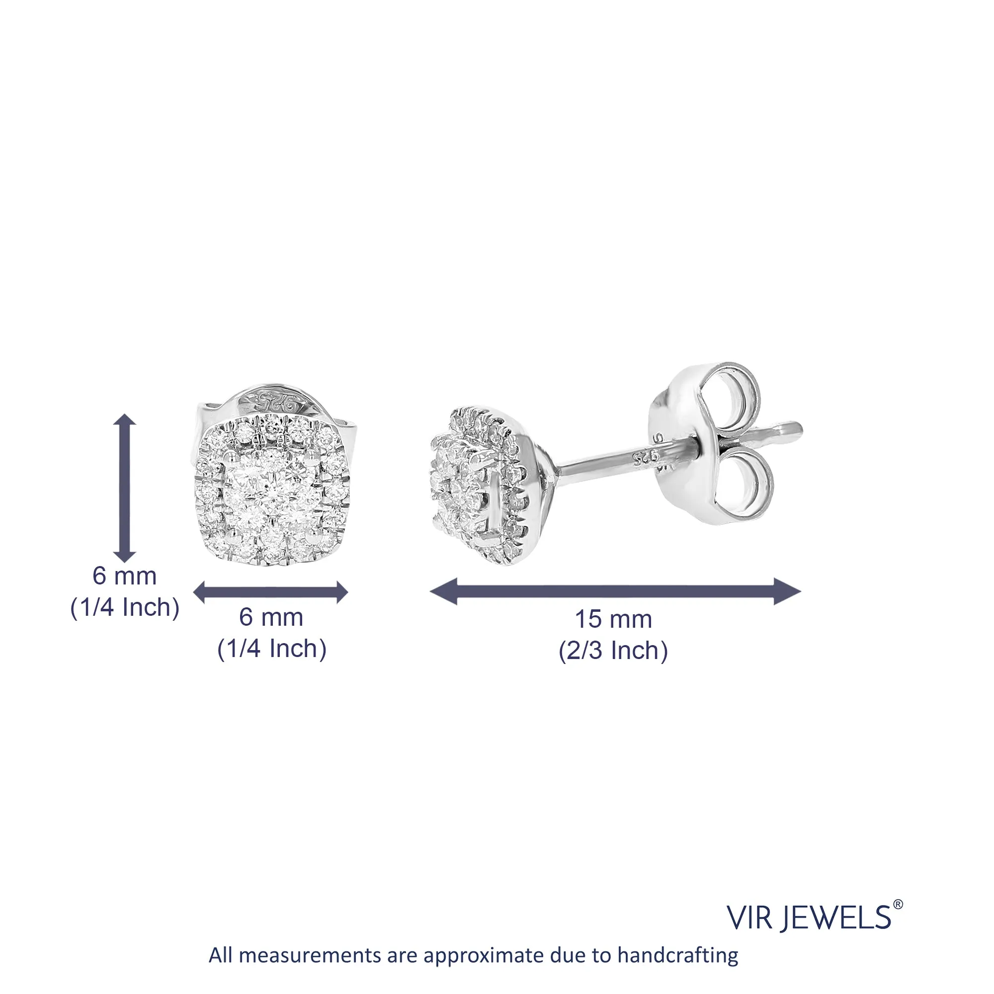 1/4 cttw Diamond Cushion Composite Stud Earrings in Silver