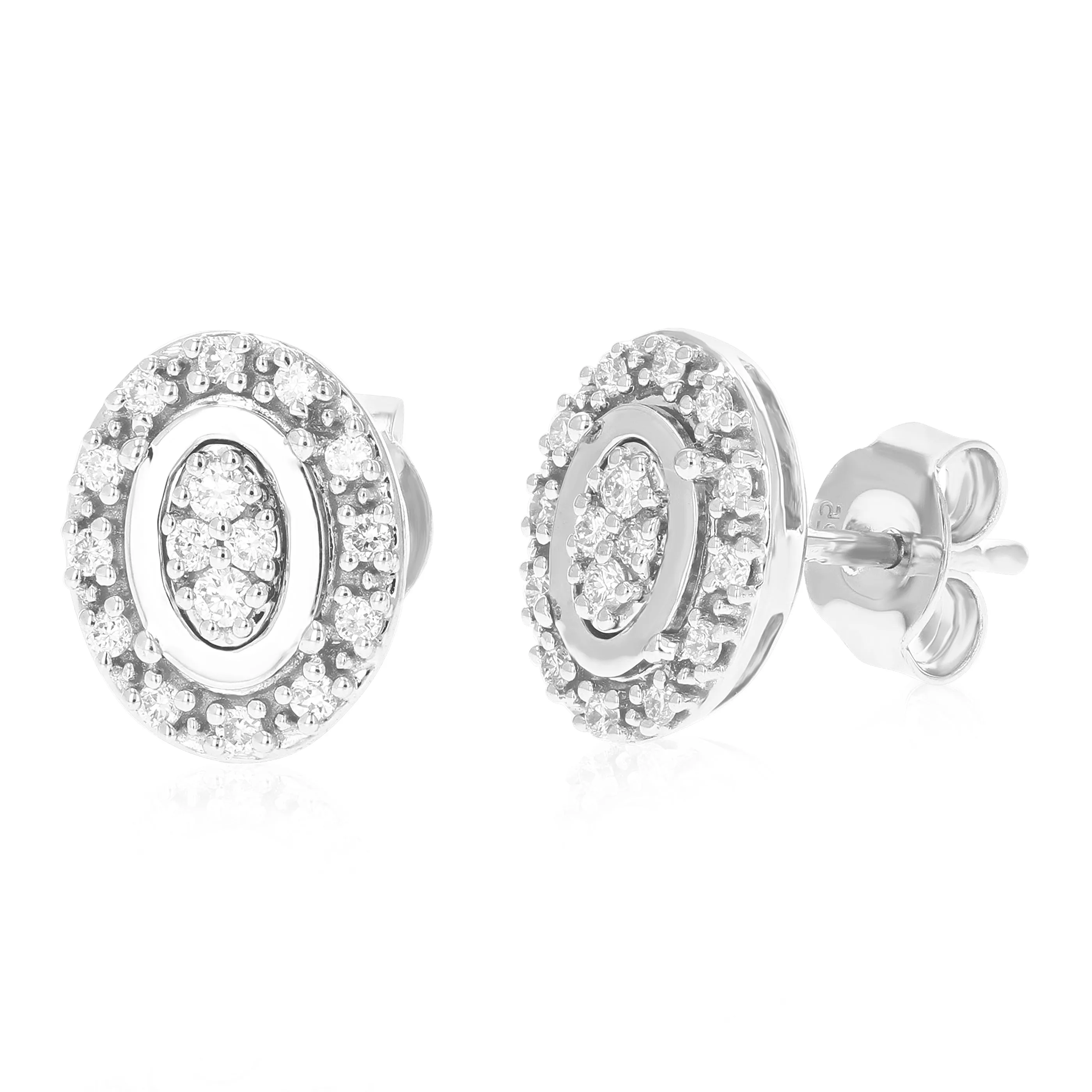 1/4 cttw Oval Composite Diamond Stud Earrings in Sterling Silver