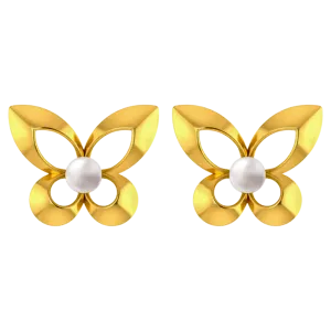 14k Graceful Pair Of Gold Earrings With The Design Of Butterfly Wings