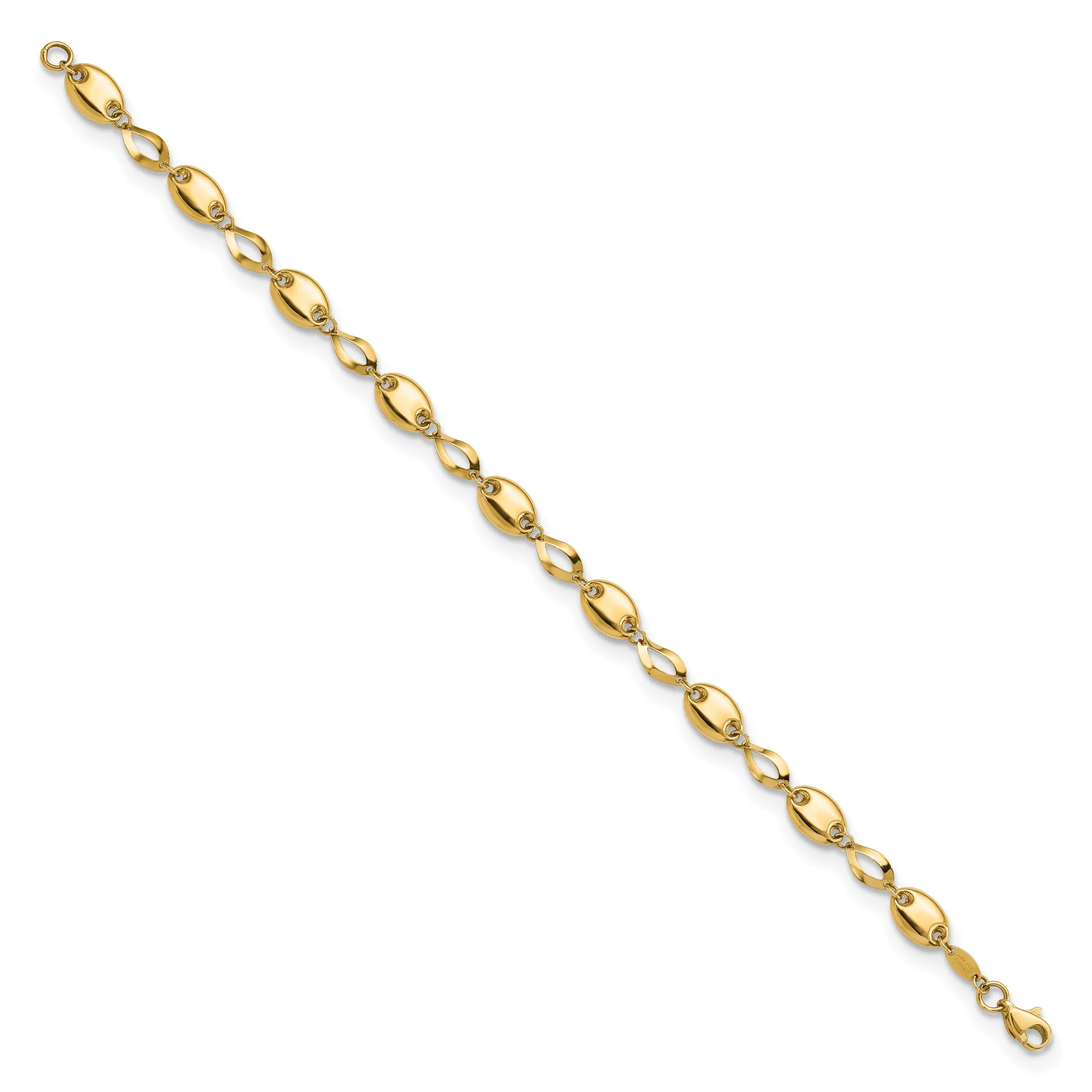 14K Polished Fancy Link 7.75in Bracelet