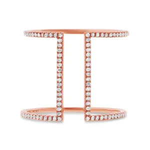 14k Rose Gold Diamond Bar Ring