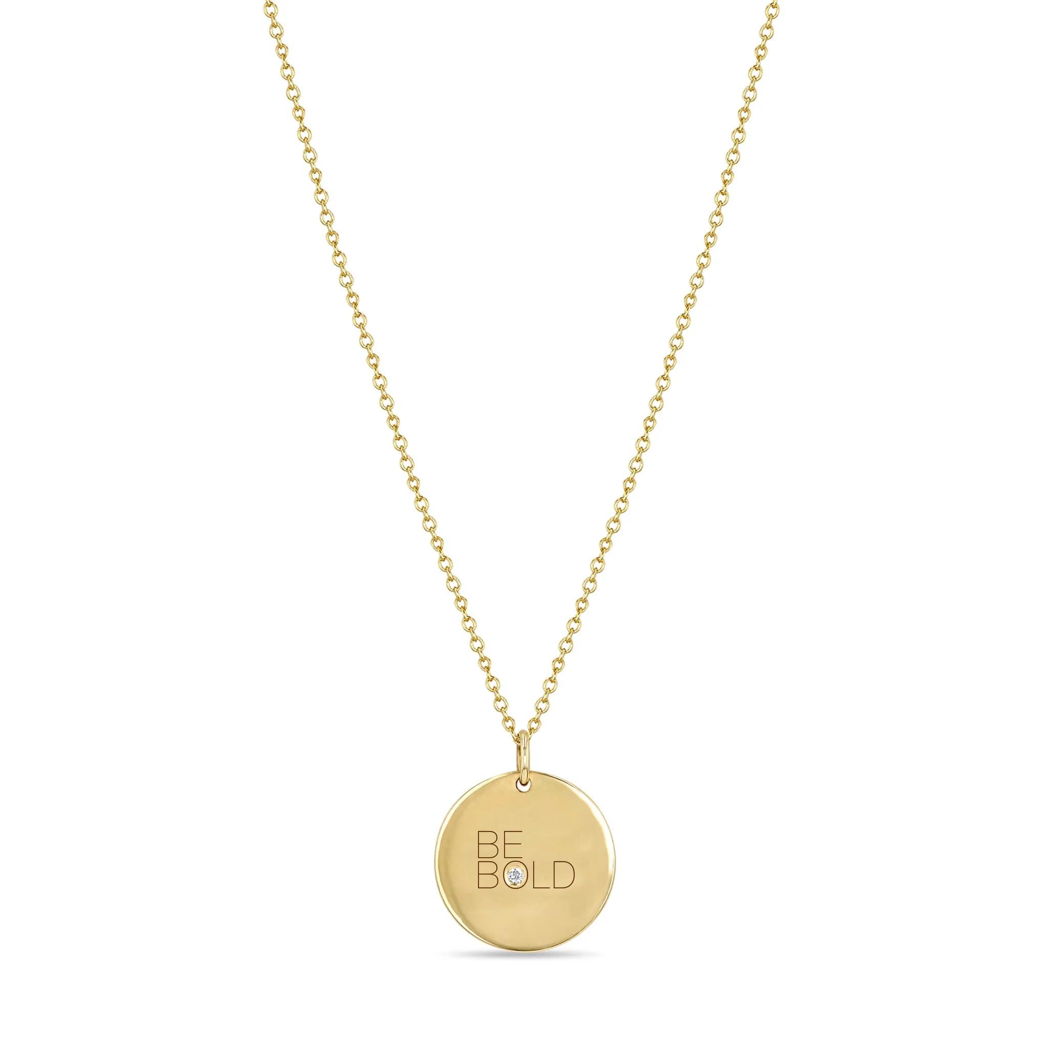 14k Small Be Bold with Diamond Disc Pendant Necklace