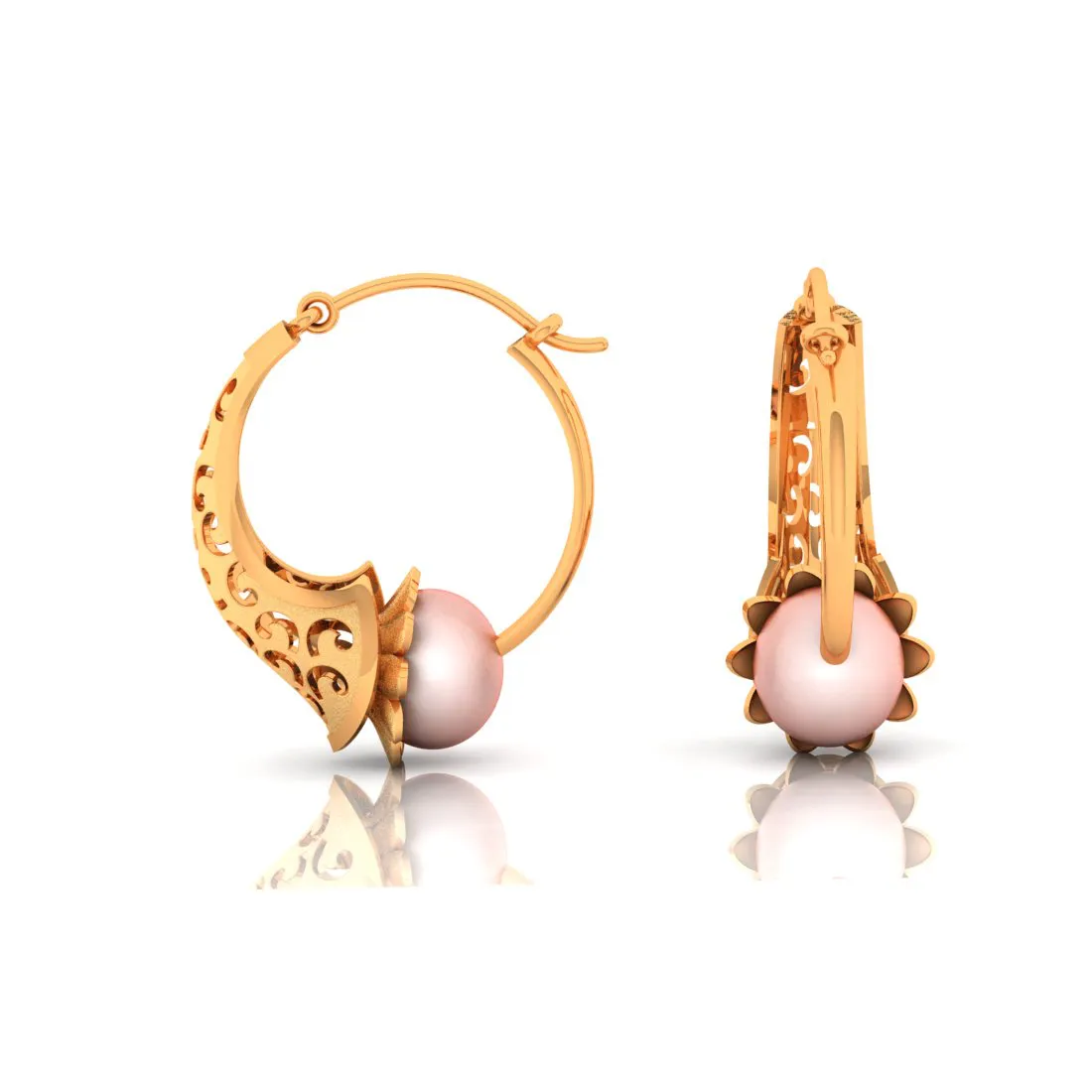 14k Unique Gold Earrings With Detailed Artistry