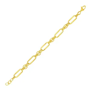 14k Yellow Gold Bracelet with Polished Rectangular Oval Links