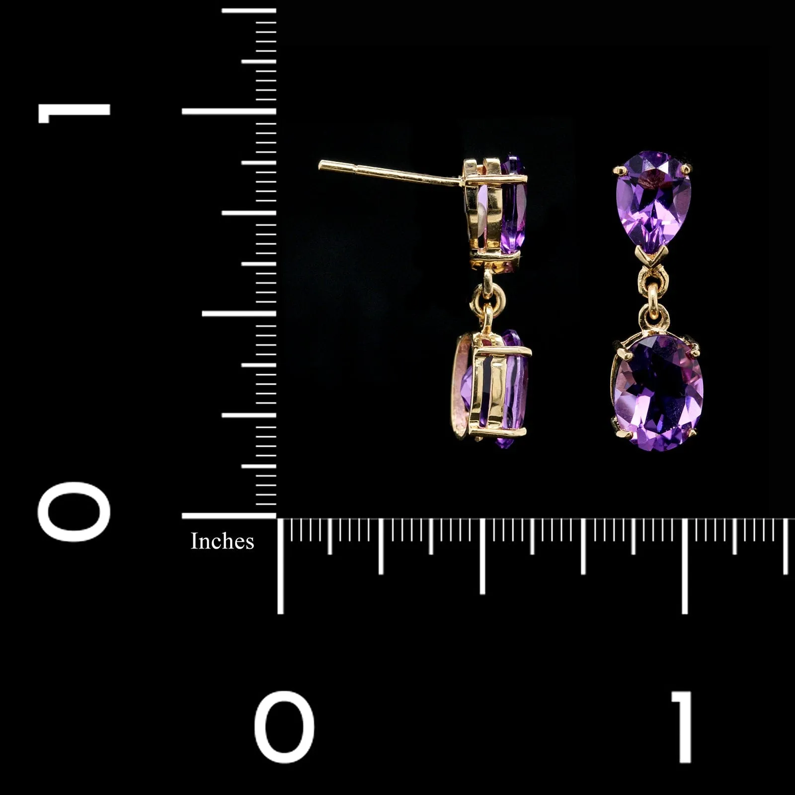 14K Yellow Gold Estate Amethyst Drop Earrings