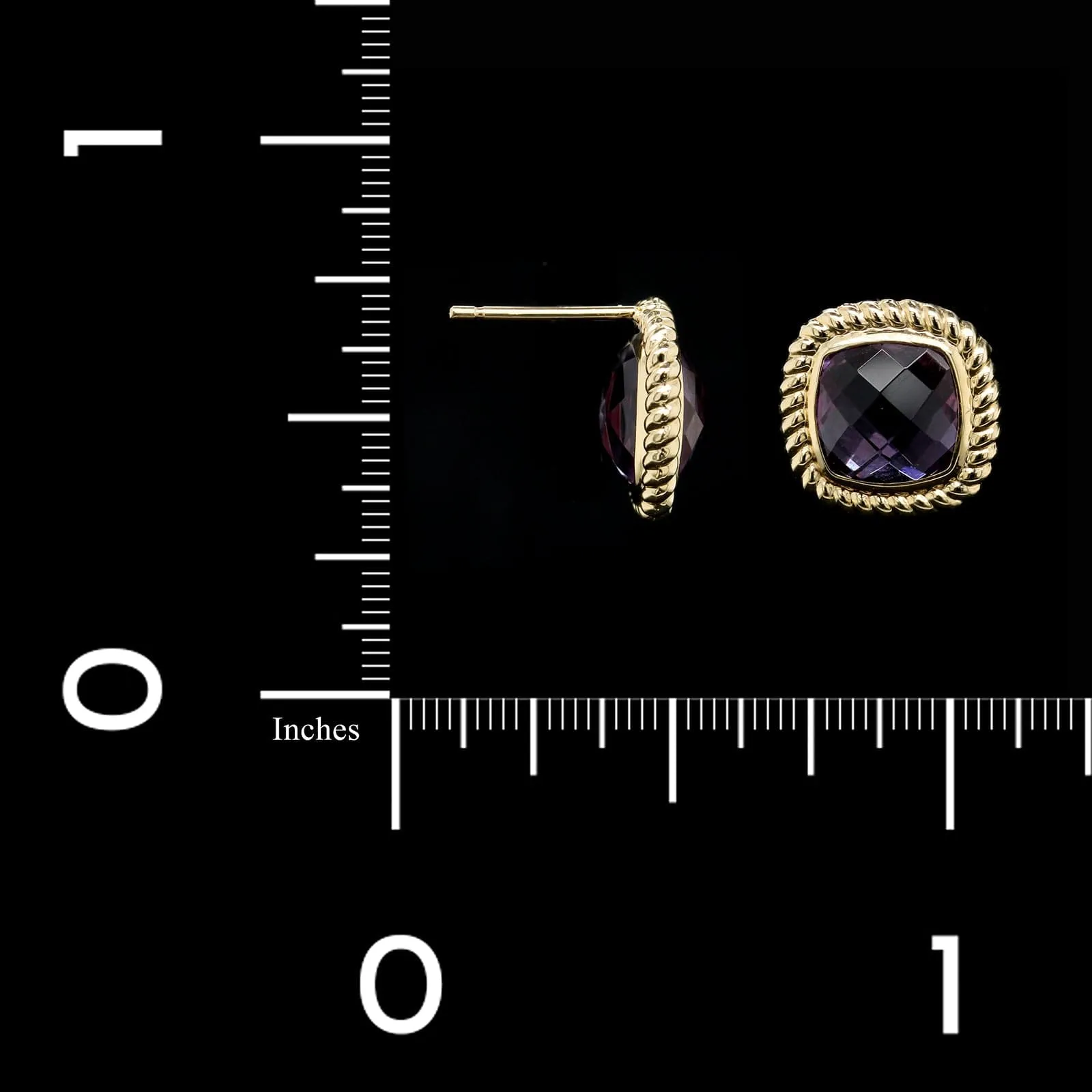 14K Yellow Gold Estate Amethyst Stud Earrings