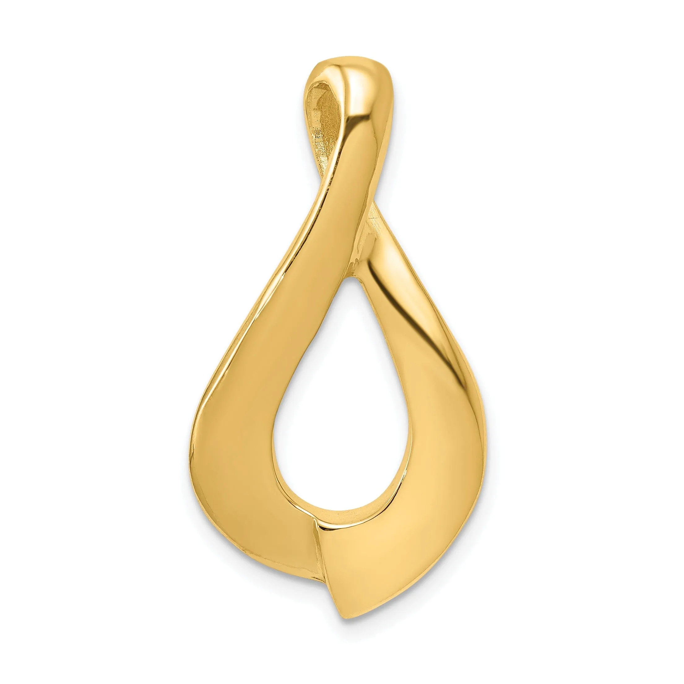 14K Yellow Gold Fancy Modern Shape Design Slide Pendant