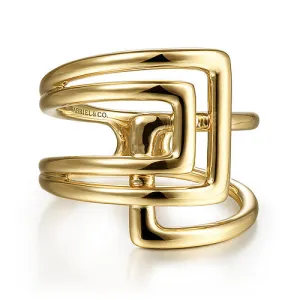 14K Yellow Gold Open Foldover Ring