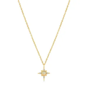 14kt Gold Opal and White Sapphire Star Necklace