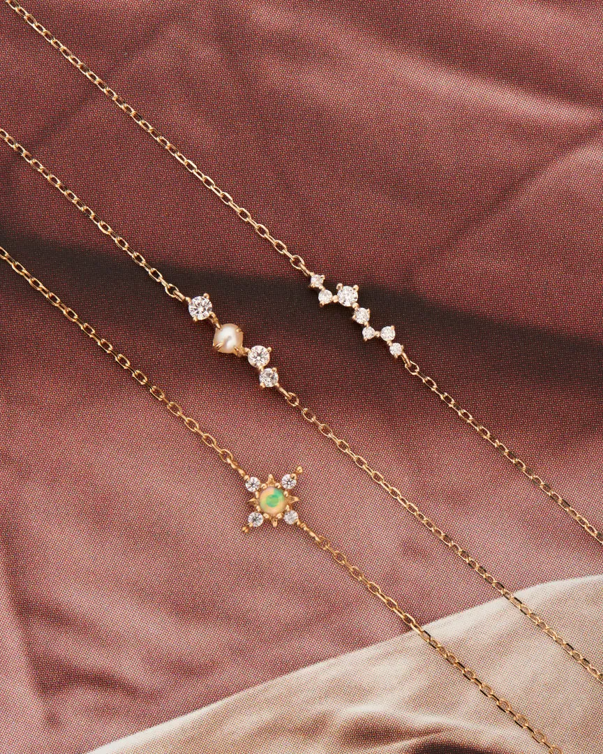 14kt Gold Opal and White Sapphire Star Necklace