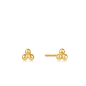 14kt Gold Triple Ball Stud Earrings