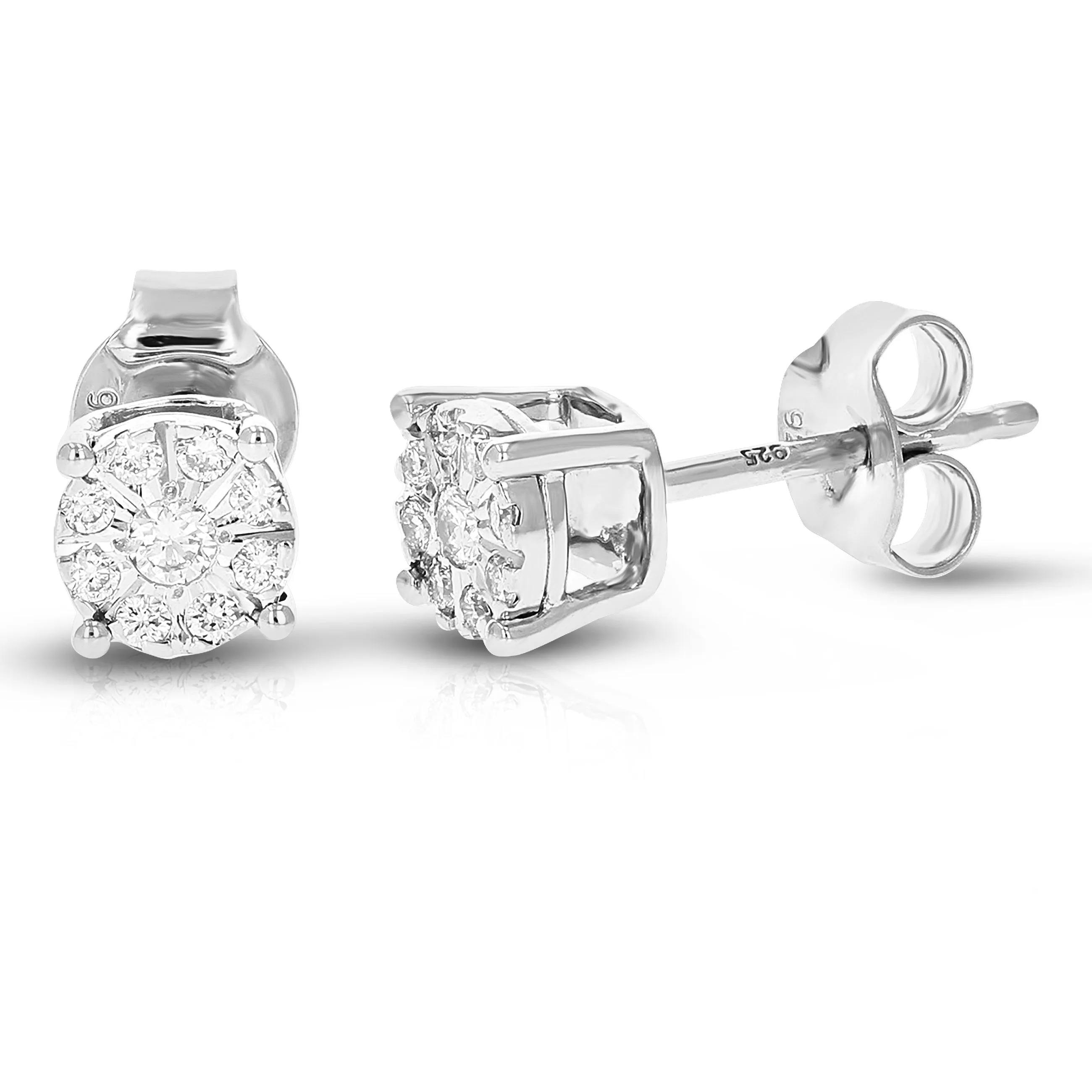 1/5 cttw Composite Diamond Classic Stud Earrings in Sterling Silver