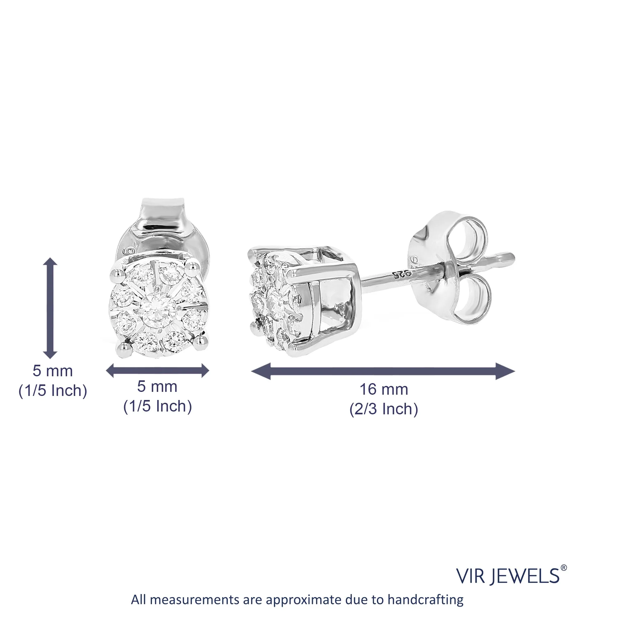 1/5 cttw Composite Diamond Classic Stud Earrings in Sterling Silver