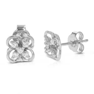 1/5 cttw Lab Grown Diamond Flower Stud Earrings Sterling Silver