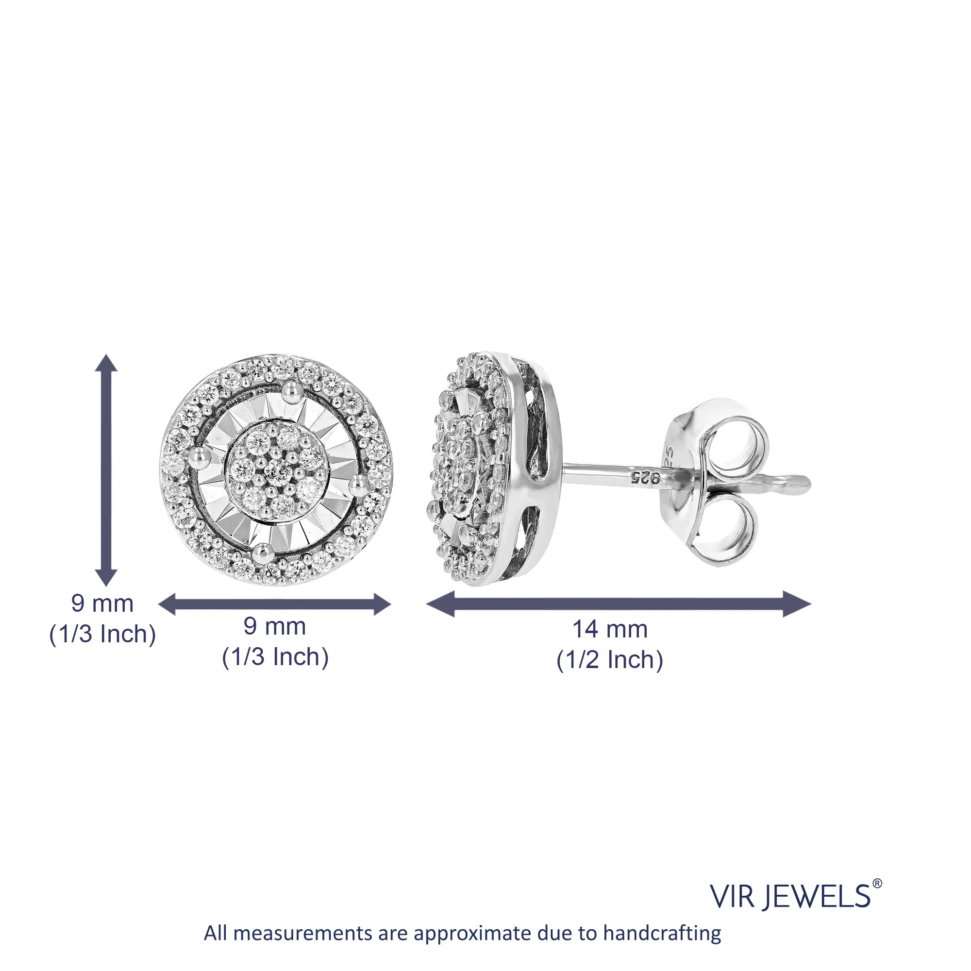 1/5 cttw Lab Grown Round Diamond Stud Earrings in Sterling Silver