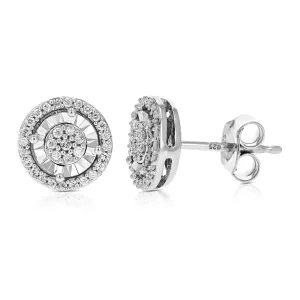 1/5 cttw Lab Grown Round Diamond Stud Earrings in Sterling Silver