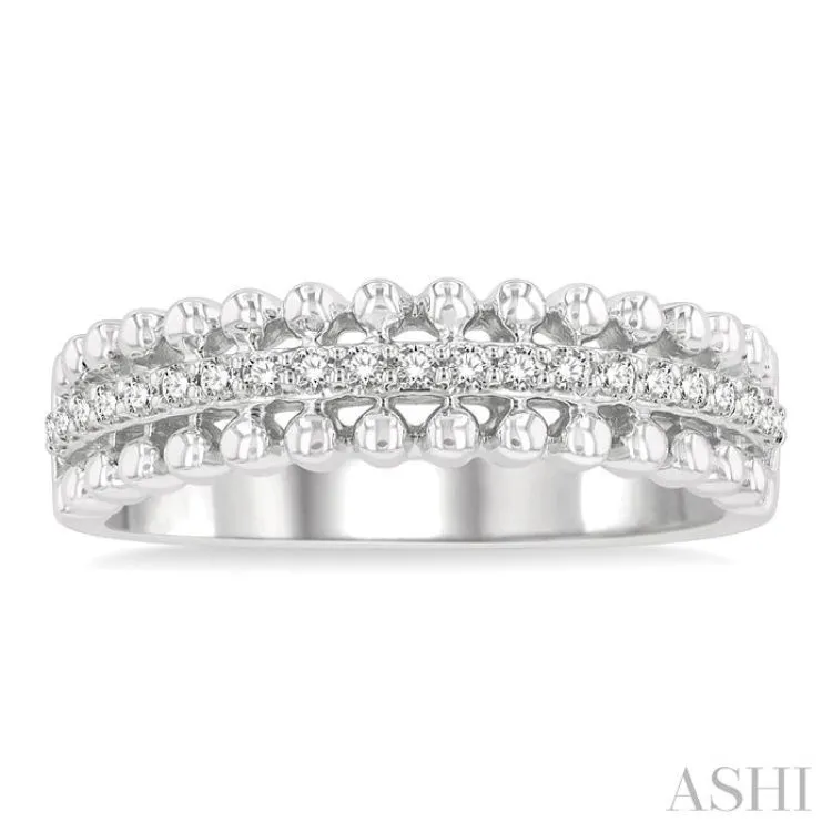 1/5 ctw Ball Bead Border Round Cut Diamond Fashion Band in 14K White Gold