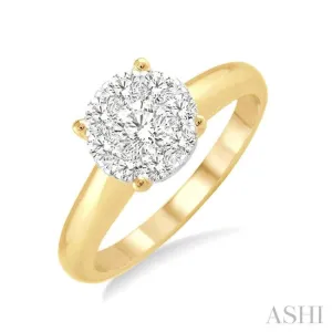 1/8 Ctw Lovebright Round Cut Diamond Ring in 14K Yellow Gold