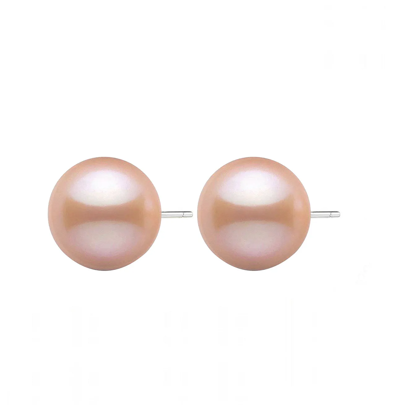 18K Gold? Top Grade Pink Freshwater Pearl Stud Earrings KE00059