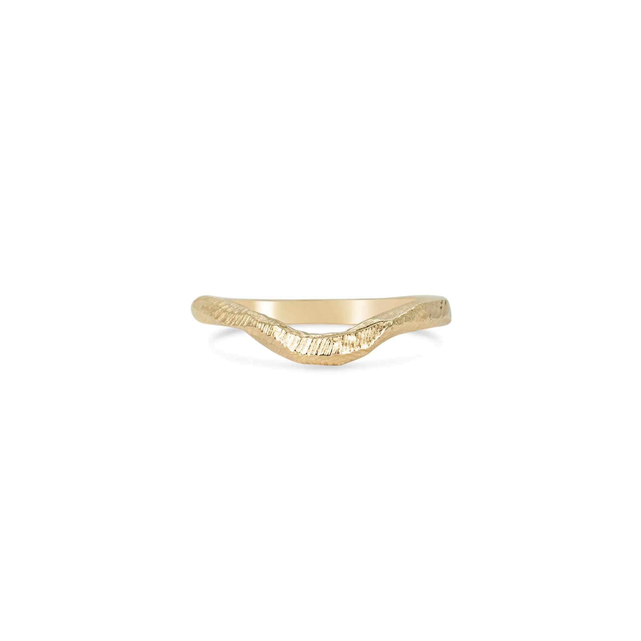 18K Textured Contour Band - Curved