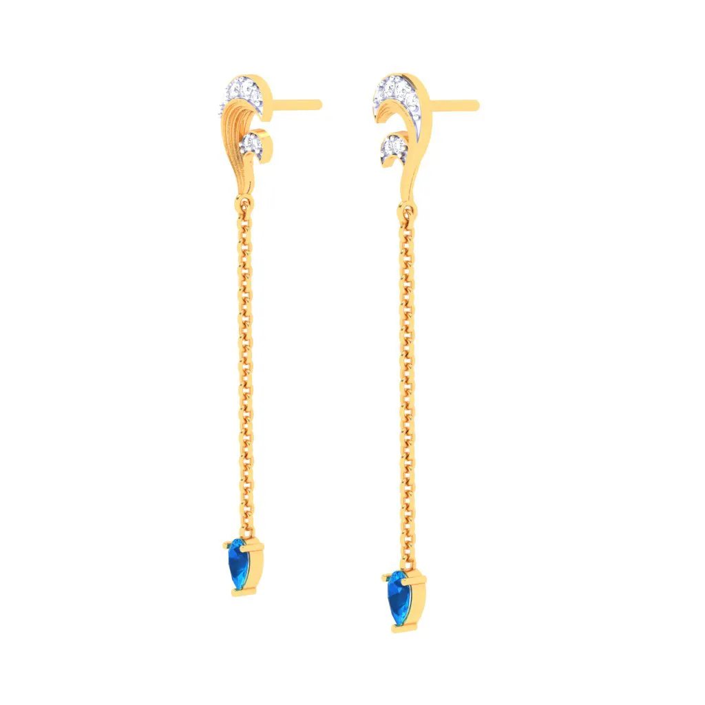 18k Unique Monsoon Essential Gold Diamond Earrings For Women