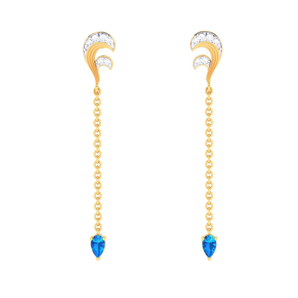 18k Unique Monsoon Essential Gold Diamond Earrings For Women