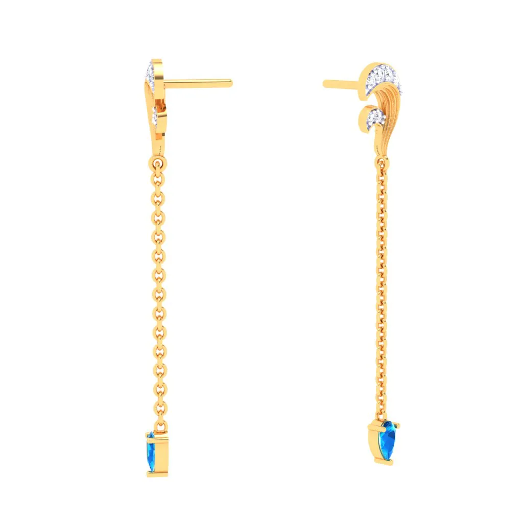 18k Unique Monsoon Essential Gold Diamond Earrings For Women