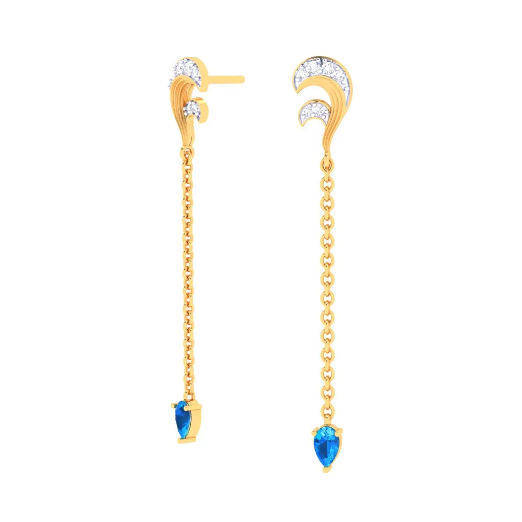 18k Unique Monsoon Essential Gold Diamond Earrings For Women