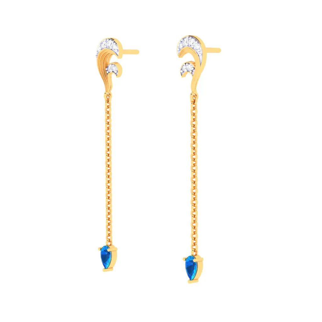 18k Unique Monsoon Essential Gold Diamond Earrings For Women