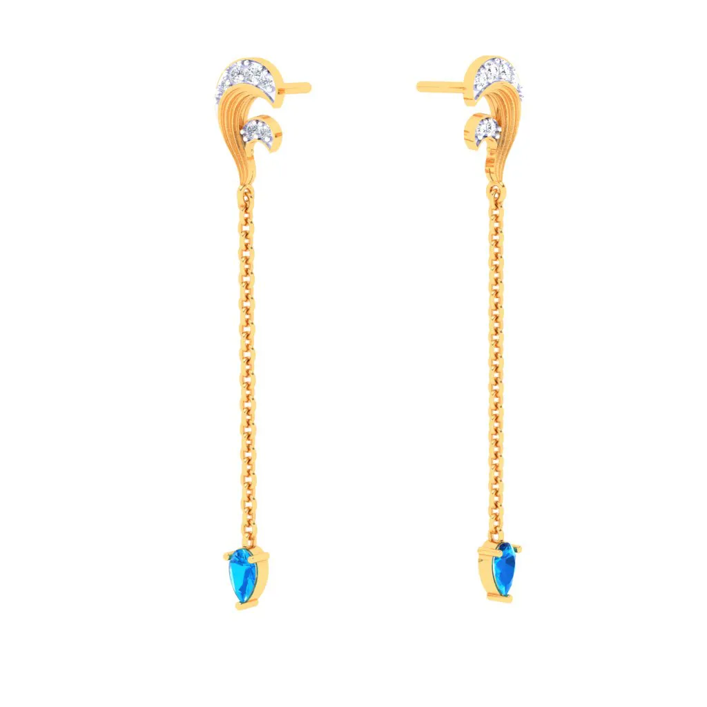 18k Unique Monsoon Essential Gold Diamond Earrings For Women