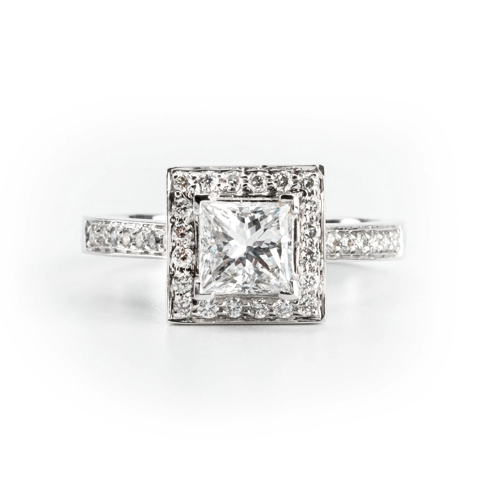 18K White Gold Tdw. 1.29ct Diamond Engagement Ring - 20543686