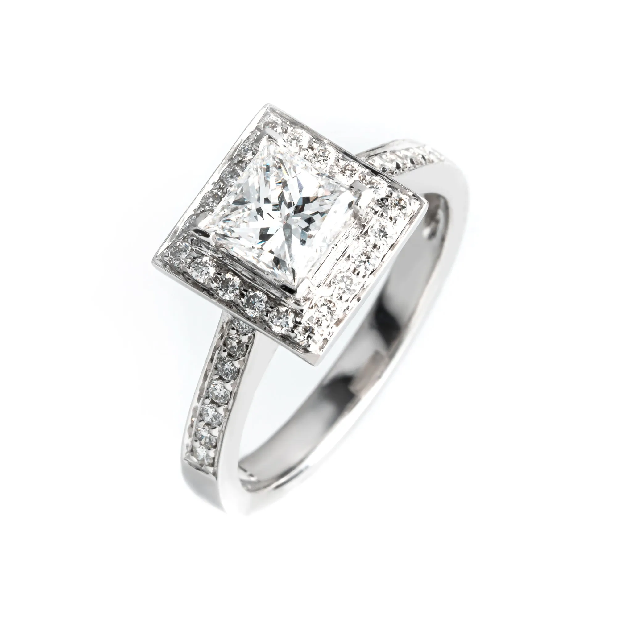 18K White Gold Tdw. 1.29ct Diamond Engagement Ring - 20543686