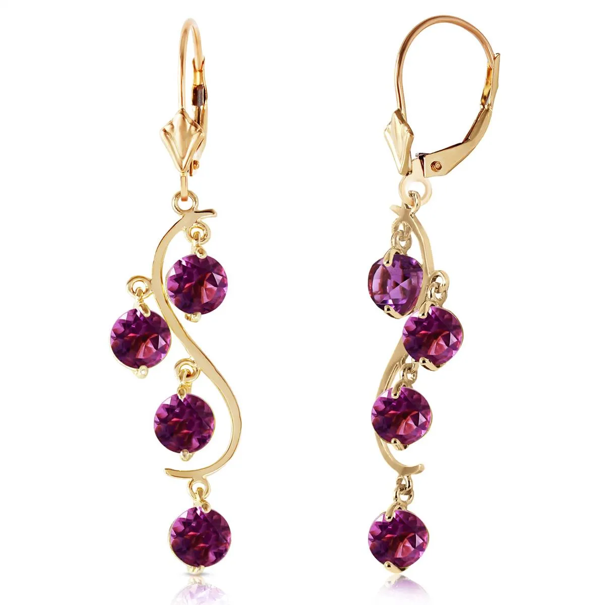 4.95 Carat 14K Solid Yellow Gold Grape Amethyst Earrings