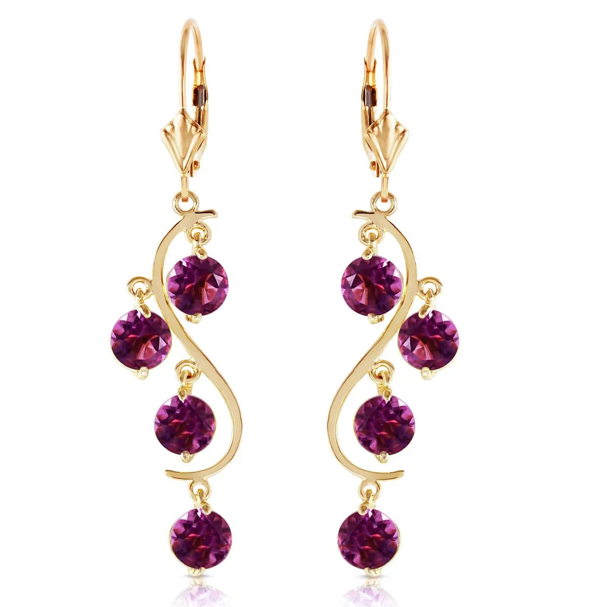 4.95 Carat 14K Solid Yellow Gold Grape Amethyst Earrings