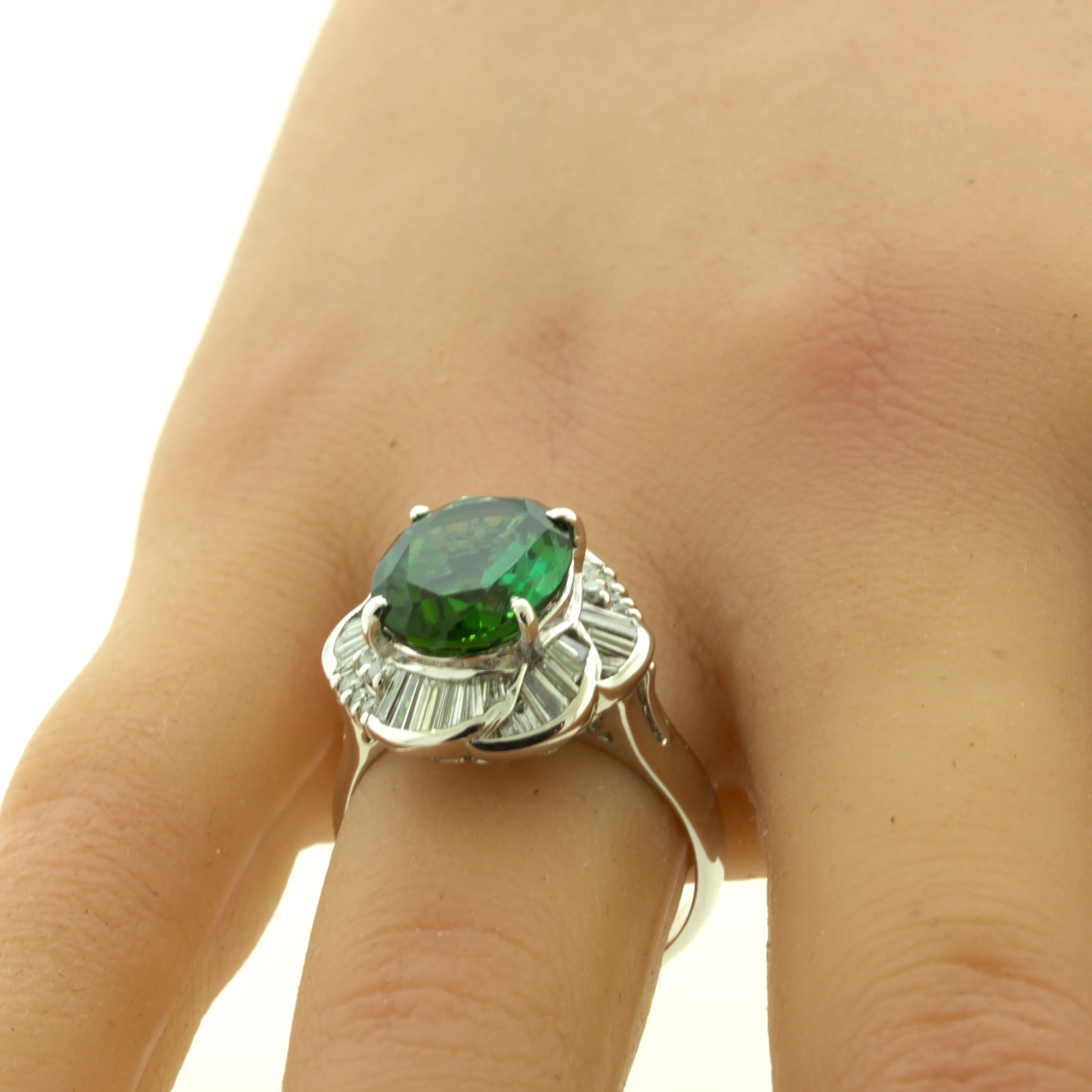 4.95 Carat Indicolite Tourmaline Diamond Platinum Spiral Ring